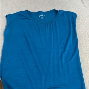Cap sleeve blue-teal Loft linen tee MP